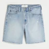 Above-the-Knee Distressed Loose Denim Shorts