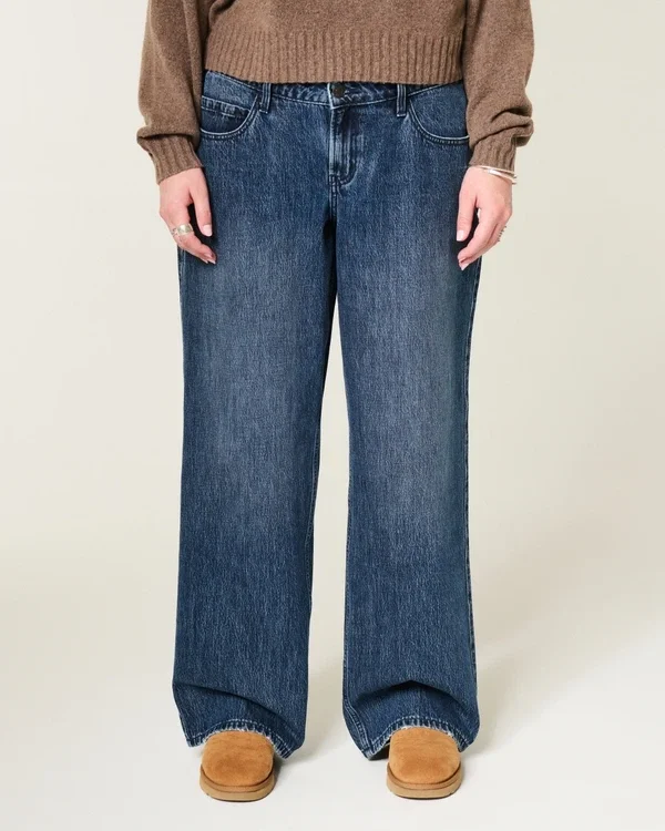 Adjustable Waist Low-Rise Dark Wash Baggy Jeans Adjustable Waist Low-Rise Dark Wash Baggy Jeans