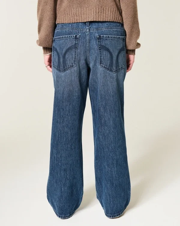Adjustable Waist Low-Rise Dark Wash Baggy Jeans Adjustable Waist Low-Rise Dark Wash Baggy Jeans