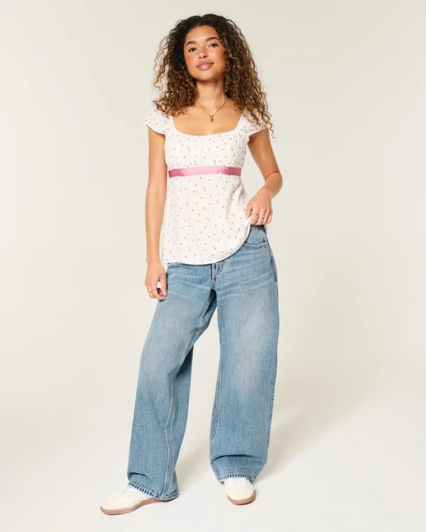 Adjustable Waist Low-Rise Medium Wash Baggy Jeans Adjustable Waist Low-Rise Medium Wash Baggy Jeans
