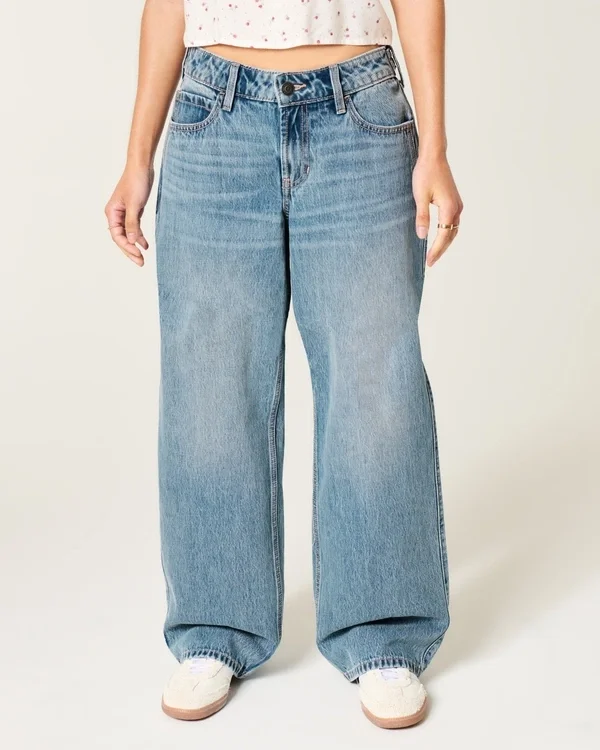 Adjustable Waist Low-Rise Medium Wash Baggy Jeans Adjustable Waist Low-Rise Medium Wash Baggy Jeans