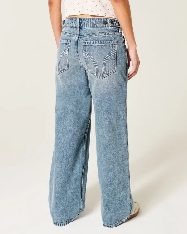Adjustable Waist Low-Rise Medium Wash Baggy Jeans Adjustable Waist Low-Rise Medium Wash Baggy Jeans