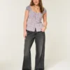 Adjustable Waist Low-Rise Washed Black Baggy Jeans Adjustable Waist Low-Rise Washed Black Baggy Jeans