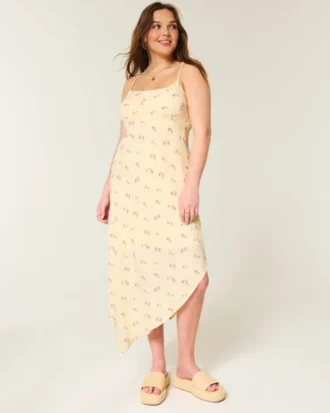 Asymmetrical Hem Midi Dress