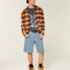 Baggy Embroidered Logo Denim Shorts