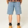 Baggy Embroidered Logo Denim Shorts