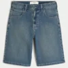 Below-the-Knee Dark Wash Super Baggy Denim Shorts Below-the-Knee Dark Wash Super Baggy Denim Shorts