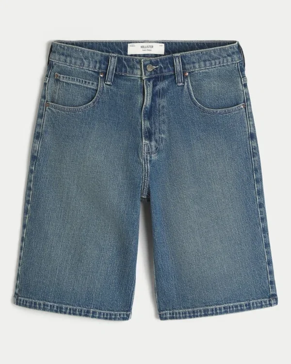 Below-the-Knee Dark Wash Super Baggy Denim Shorts Below-the-Knee Dark Wash Super Baggy Denim Shorts