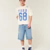 Below-the-Knee Medium Wash Super Baggy Denim Shorts