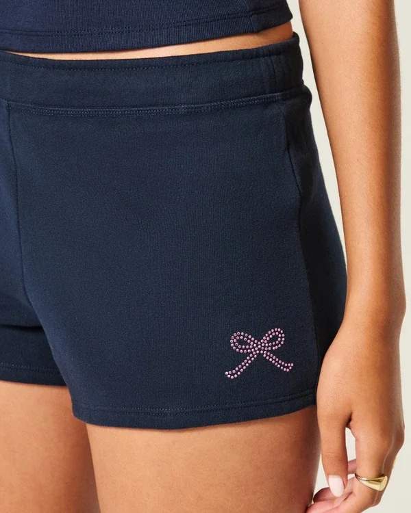 Bow Graphic Fleece Mini Shorts Bow Graphic Fleece Mini Shorts