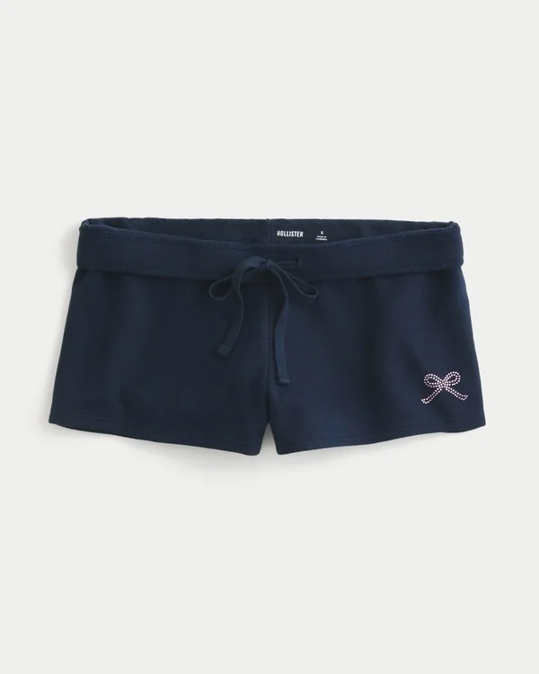 Bow Graphic Fleece Mini Shorts Bow Graphic Fleece Mini Shorts