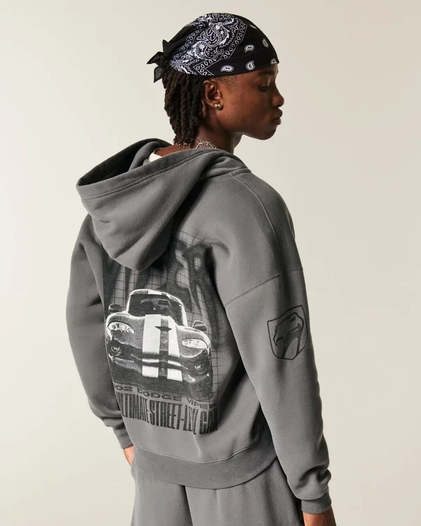 Boxy Dodge Viper Graphic Zip-Up Hoodie Boxy Dodge Viper Graphic Zip-Up Hoodie