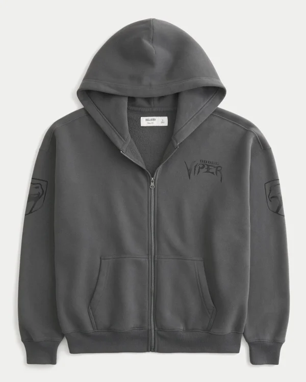 Boxy Dodge Viper Graphic Zip-Up Hoodie Boxy Dodge Viper Graphic Zip-Up Hoodie