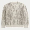 Boxy Pattern Crew Sweater