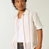 Boxy Short-Sleeve Crochet-Style Shirt