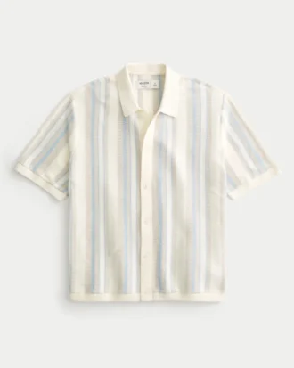 Boxy Short-Sleeve Sweater Shirt