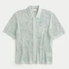 Boxy Short-Sleeve Sweater Shirt