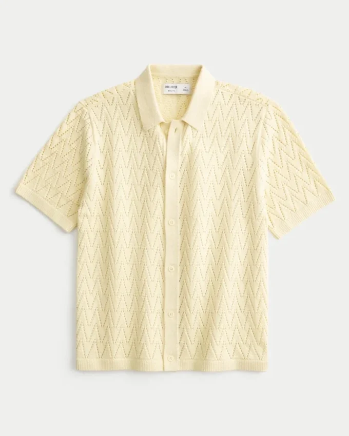 Boxy Short-Sleeve Sweater Shirt