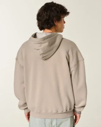 Boxy Thermal-Lined Zip-Up Hoodie