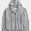 Boxy Zip-Up Double Snake Graphic Hoodie Boxy Zip-Up Double Snake Graphic Hoodie