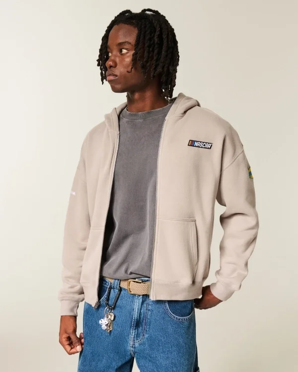 Boxy Zip-Up NASCAR Graphic Hoodie Boxy Zip-Up NASCAR Graphic Hoodie