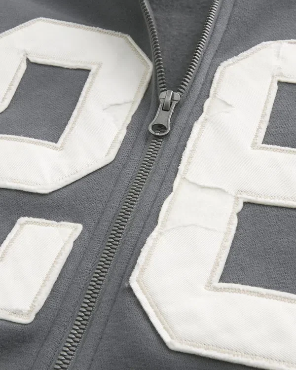 Boxy Zip-Up Number Graphic Hoodie Boxy Zip-Up Number Graphic Hoodie