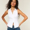Button-Through Sleeveless Shirt