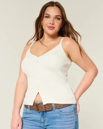Button-Through Sweater Tank