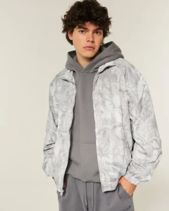 Camo Zip-Up Windbreaker Jacket