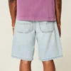 Chain Embroidery Baggy Denim Shorts