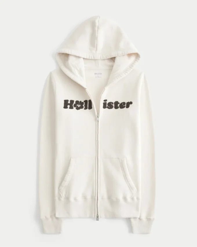 Chenille Logo Graphic Zip-Up Hoodie Chenille Logo Graphic Zip-Up Hoodie