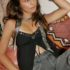 Crinkle Shine Flyaway Babydoll Top