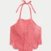 Crochet High-Neck Open Back Tank