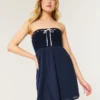 Crochet-Style Mix Strapless Mini Dress Crochet-Style Mix Strapless Mini Dress