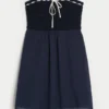 Crochet-Style Mix Strapless Mini Dress Crochet-Style Mix Strapless Mini Dress