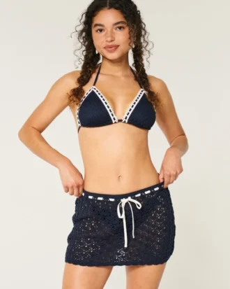 Crochet-Style Pull-On Cover Up Skirt