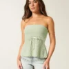 Crochet-Style Strapless Sweater Tube Top