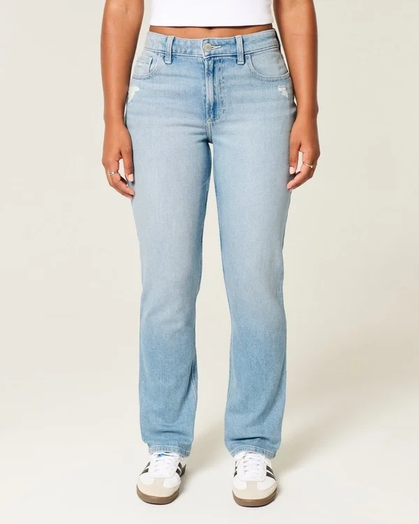 Curvy High-Rise Distressed Light Wash Straight Jeans Curvy High-Rise Distressed Light Wash Straight Jeans