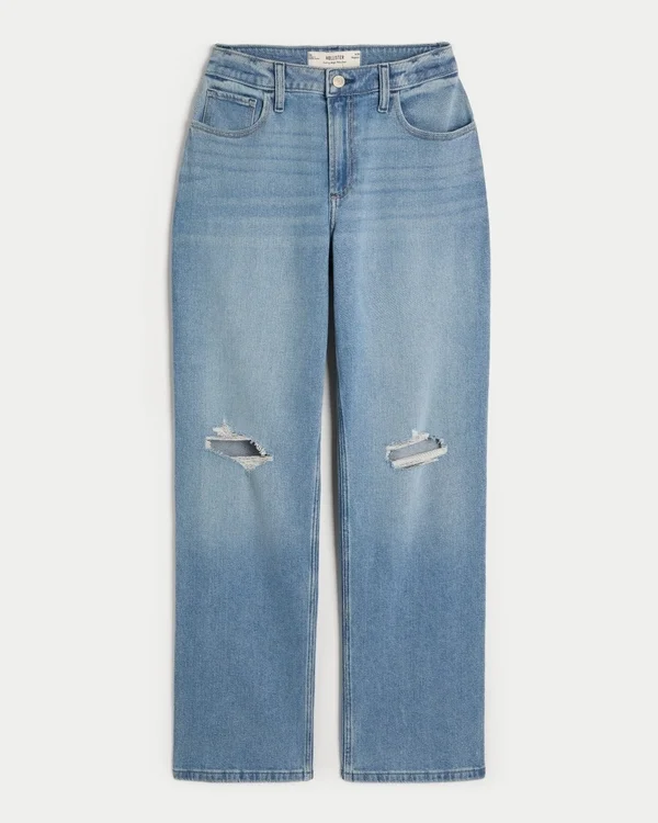 Curvy High-Rise Ripped Medium Wash Dad Jeans Curvy High-Rise Ripped Medium Wash Dad Jeans