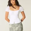 Curvy Low-Rise Camo Denim Mini Skort