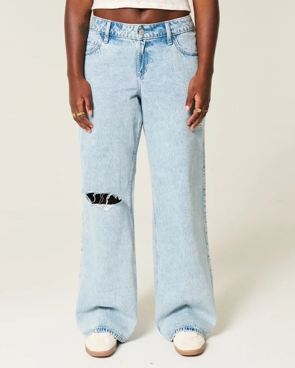 Curvy Low-Rise Ripped Light Wash Baggy Jeans Curvy Low-Rise Ripped Light Wash Baggy Jeans