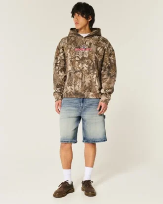 Dark Wash Baggy Denim Shorts