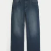 Dark Wash Logo Embroidery Super Baggy Jeans