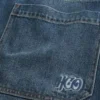 Dark Wash Logo Embroidery Super Baggy Jeans