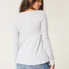 Easy Long-Sleeve Pointelle Babydoll Top