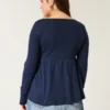 Easy Long-Sleeve Pointelle Babydoll Top