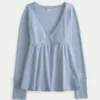 Easy Long-Sleeve Pointelle Babydoll Top