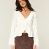 Easy Long-Sleeve Ruffle Babydoll Top