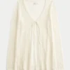 Easy Long-Sleeve Tie-Front Beachy Cardigan