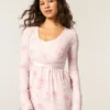 Easy Long-Sleeve Wrap-Front Babydoll Top